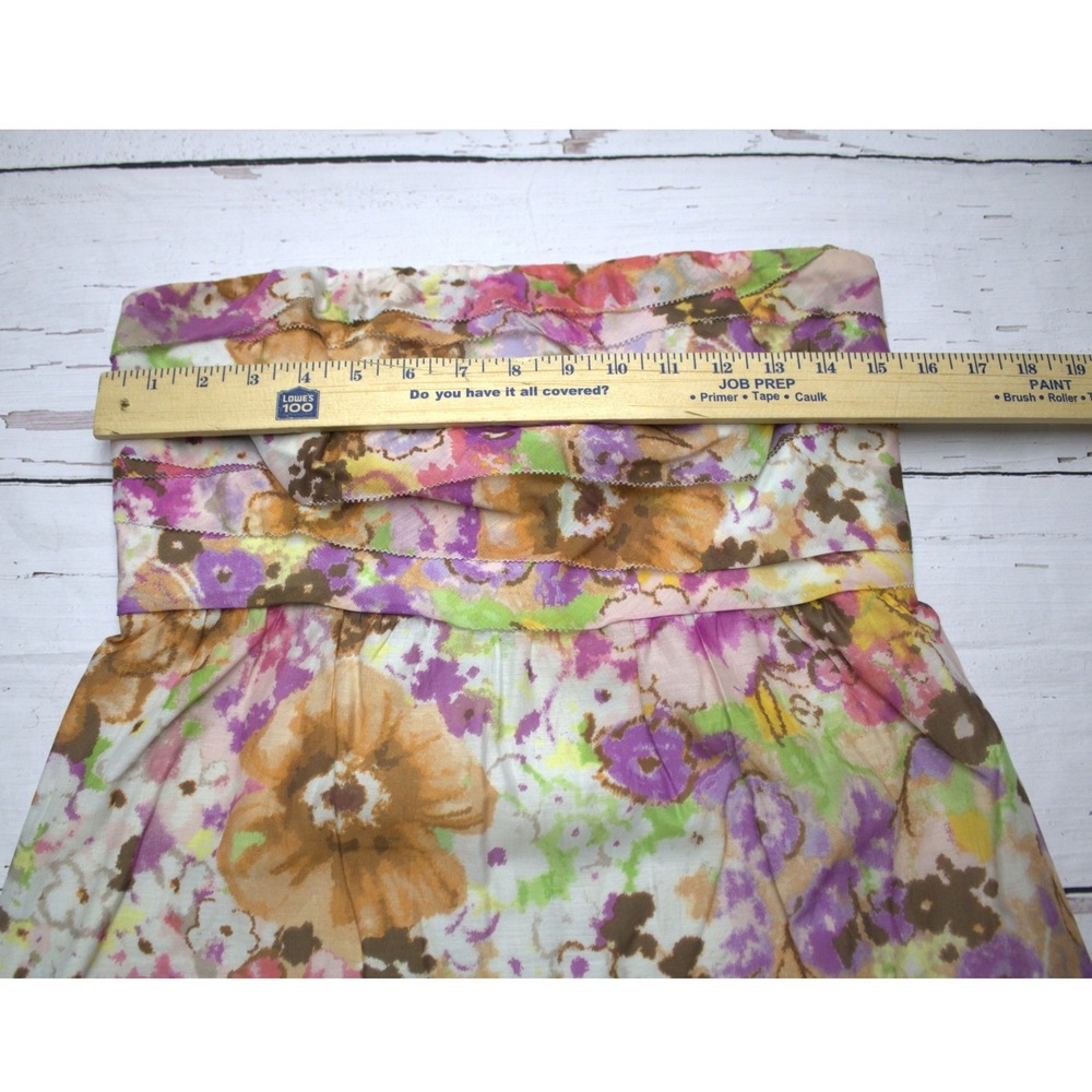 J.Crew Cotton Silk Floral Strapless Mini Dress Size 8 Wedding Guest Boho - Picture 6 of 9